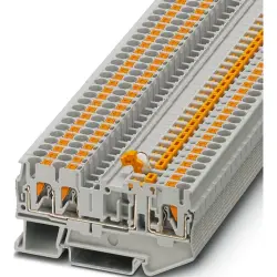 Knife disconnect terminal, push-in connection, 0.34-4.0 mm², 3 pole, 20 A, 6 kV, gray, 3210169