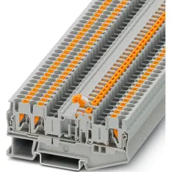 Knife disconnect terminal, push-in connection, 0.34-4.0 mm², 3 pole, 16 A, 6 kV, gray, 3210170