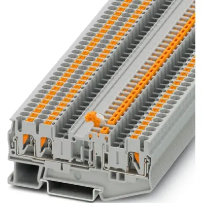 Knife disconnect terminal, push-in connection, 0.34-4.0 mm², 3 pole, 16 A, 6 kV, gray, 3210170 - 1
