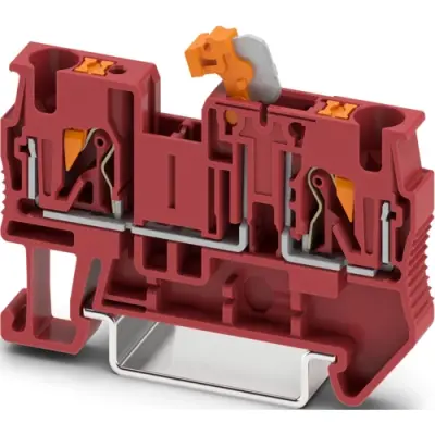Knife disconnect terminal, push-in connection, 0.5-6.0 mm², 2 pole, 20 A, 6 kV, red, 1754664 - 1
