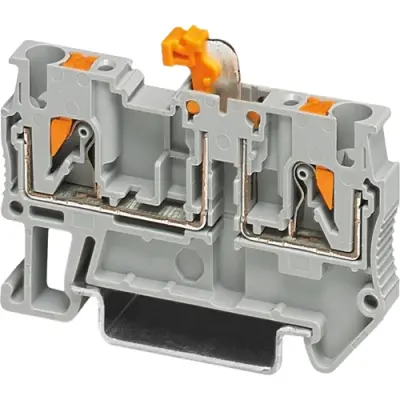 Knife disconnect terminal, push-in connection, 0.34-4.0 mm², 2 pole, 20 A, 6 kV, gray, 3270079 - 1