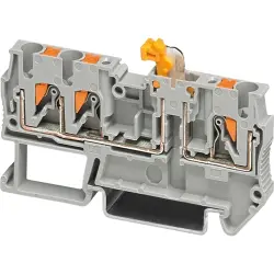 Knife disconnect terminal, push-in connection, 0.34-4.0 mm², 3 pole, 20 A, 6 kV, gray, 3270082