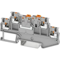 Knife disconnect terminal, push-in connection, 0.25-1.5 mm², 4 pole, 9 A, 6 kV, gray, 3210351