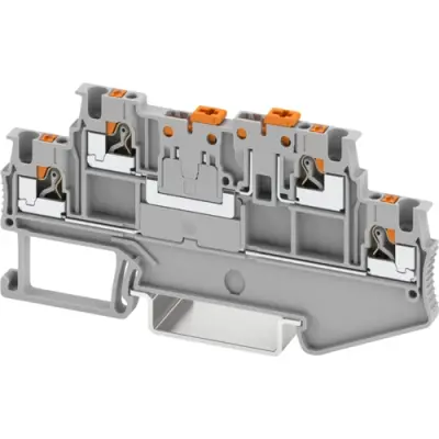 Knife disconnect terminal, push-in connection, 0.25-1.5 mm², 4 pole, 9 A, 6 kV, gray, 3210351 - 1