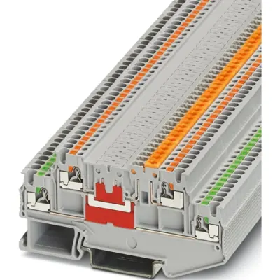 Knife disconnect terminal, push-in connection, 0.25-1.5 mm², 4 pole, 9 A, 6 kV, gray, 3210341 - 1