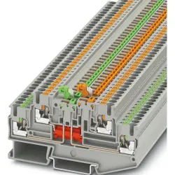 Knife disconnect terminal, push-in connection, 0.34-4.0 mm², 4 pole, 16 A, 6 kV, gray, 3210258
