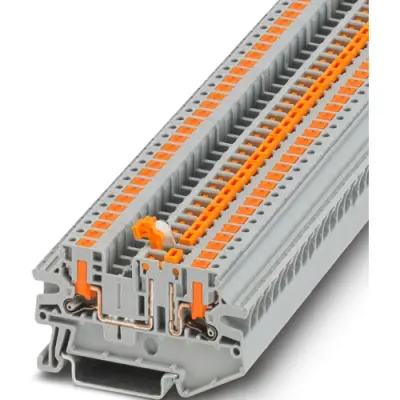 Knife disconnect terminal, push-in connection, 1.0-4.0 mm², 2 pole, 20 A, 6 kV, gray, 1079063 - 1