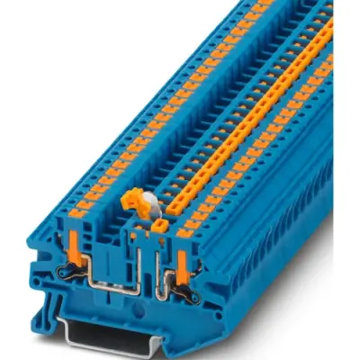 Knife disconnect terminal, push-in connection, 1.0-4.0 mm², 2 pole, 20 A, 6 kV, blue, 1079064 - 1