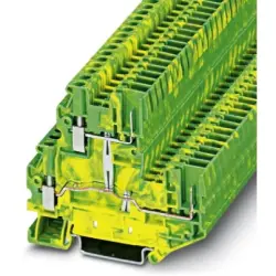 Protective conductor double level terminal, screw/plug-in connection, 0.14-4.0 mm², 4 pole, 22 A, 6 kV, yellow/green, 3060380