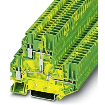 Protective conductor double level terminal, screw/plug-in connection, 0.14-4.0 mm², 4 pole, 22 A, 6 kV, yellow/green, 3060380 - 1