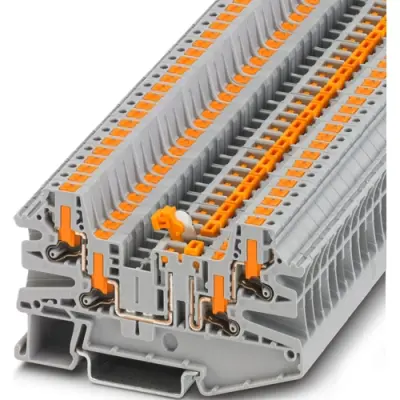 Knife disconnect terminal, push-in connection, 0.5-4.0 mm², 4 pole, 20 A, 6 kV, gray, 1079070 - 1
