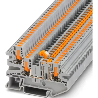 Knife disconnect terminal, push-in connection, 0.5-4.0 mm², 3 pole, 20 A, 6 kV, gray, 1079066 - 1