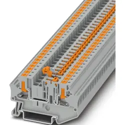 Knife disconnect terminal, push-in connection, 0.75-6.0 mm², 2 pole, 20 A, 6 kV, gray, 1088739