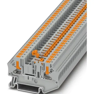 Knife disconnect terminal, push-in connection, 0.75-6.0 mm², 2 pole, 20 A, 6 kV, gray, 1088739 - 1
