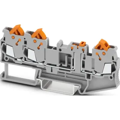 Knife disconnect terminal, quick connection, 0.25-1.5 mm², 3 pole, 17.5 A, 6 kV, gray, 3050407 - 1