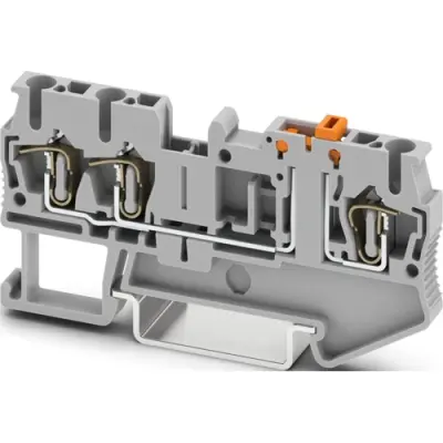 Knife disconnect terminal, tension clamp connection, 0.08-4.0 mm², 3 pole, 20 A, 6 kV, gray, 3036356 - 1
