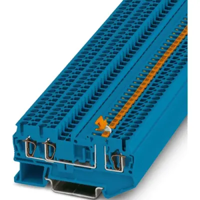 Knife disconnect terminal, tension clamp connection, 0.08-4.0 mm², 3 pole, 20 A, 6 kV, blue, 3037821 - 1