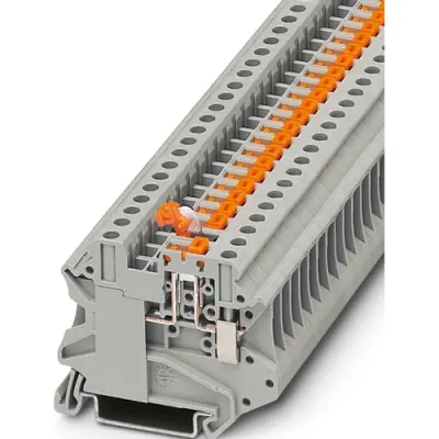 Knife disconnect terminal, screw connection, 0.14-6.0 mm², 2 pole, 20 A, 6 kV, gray, 3046139 - 1