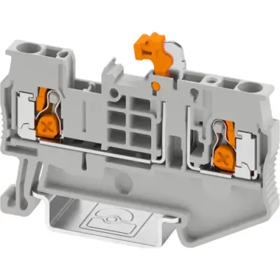 Knife disconnect terminal, push-X connection, 0.5-4.0 mm², 2 pole, 20 A, 6 kV, gray, 1462716 - 1