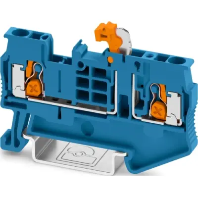 Knife disconnect terminal, push-X connection, 0.5-4.0 mm², 2 pole, 20 A, 6 kV, blue, 1462717 - 1