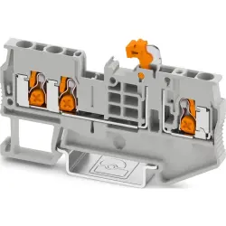 Knife disconnect terminal, push-X connection, 0.5-4.0 mm², 3 pole, 20 A, 6 kV, gray, 1462720
