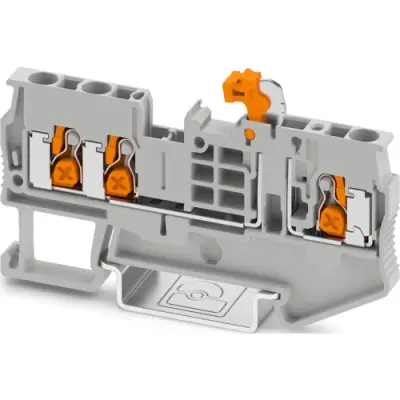 Knife disconnect terminal, push-X connection, 0.5-4.0 mm², 3 pole, 20 A, 6 kV, gray, 1462720 - 1
