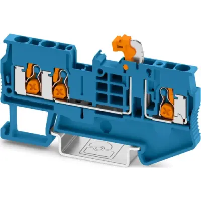 Knife disconnect terminal, push-X connection, 0.5-4.0 mm², 3 pole, 20 A, 6 kV, blue, 1462721 - 1