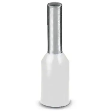 Insulated wire end ferrule, 0.5 mm², 12 mm/6 mm long, DIN 46228-4, white, 3200687 - 1