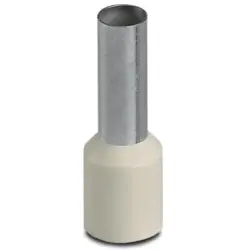 Insulated wire end ferrule, 10 mm², 22 mm/12 mm long, DIN 46228-4, ivory, 3201068