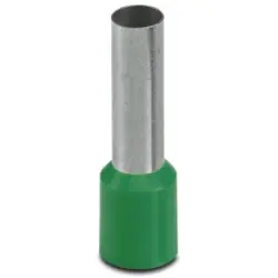 Insulated wire end ferrule, 16 mm², 28 mm/18 mm long, DIN 46228-4, green, 3201330
