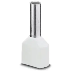 Insulated twin wire end ferrule, 0.5 mm², 15 mm/8 mm long, DIN 46228-4, white, 3200933