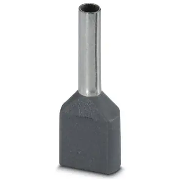 Insulated twin wire end ferrule, 0.75 mm², 15 mm/8 mm long, NF C 63-023, gray, 3200807 - 1