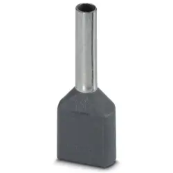 Insulated twin wire end ferrule, 0.75 mm², 15 mm/8 mm long, NF C 63-023, gray, 3200807