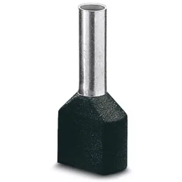 Insulated twin wire end ferrule, 1.5 mm², 16 mm/8 mm long, black, 3200823 - 1