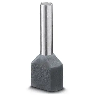 Insulated twin wire end ferrule, 2.5 mm², 18.5 mm/10 mm long, NF C 63-023, gray, 3240669 - 1