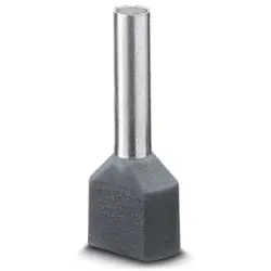 Insulated twin wire end ferrule, 2.5 mm², 18.5 mm/10 mm long, NF C 63-023, gray, 3240669