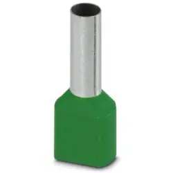 Insulated twin wire end ferrule, 6.0 mm², 25 mm/14 mm long, DIN 46228-4, green, 1213205