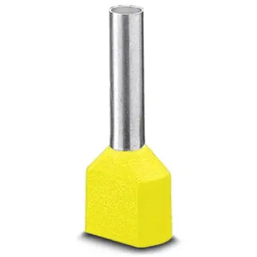 Insulated twin wire end ferrule, 6.0 mm², 25 mm/14 mm long, DIN 46228-4, yellow, 3201013 - 1