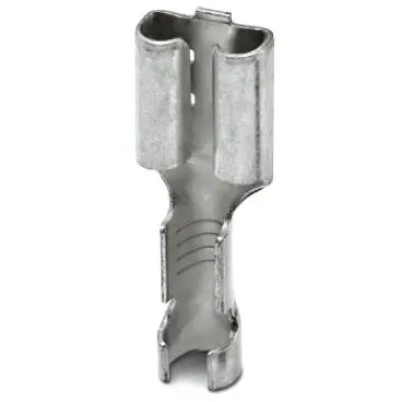 Uninsulated flat plug sleeve, 6.3 x 0.8 mm, 0.5 to 1.5 mm², AWG 20 to 16, brass, tin-plated, 3240156 - 1