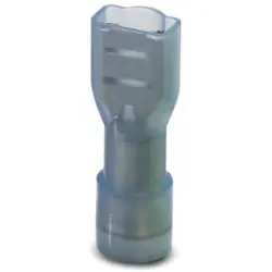 Insulated flat plug sleeve, 4.8 x 0.8 mm, 1.5 to 2.5 mm², AWG 16 to 14, brass, blue, 3240540
