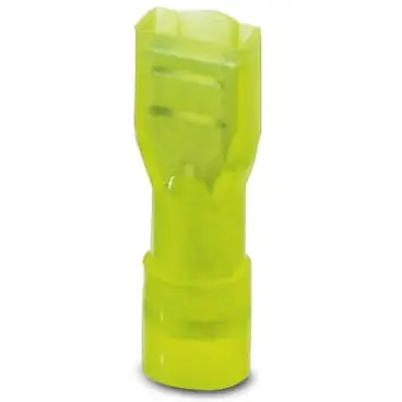 Insulated flat plug sleeve, 6.3 x 0.8 mm, 4.0 to 6.0 mm², AWG 12 to 10, brass, yellow, 3240541 - 1