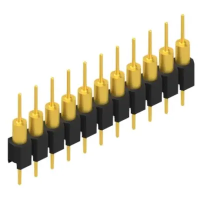 Pin header, 11 pole, pitch 2.54 mm, straight, black, MK 14 X 1 11 G - 1