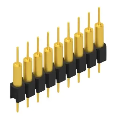 Pin header, 9 pole, pitch 2.54 mm, straight, black, MK 14 X 2 9 G - 1