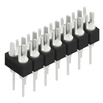 Pin header, 14 pole, pitch 2.54 mm, straight, black, MK 202 14 Z - 1