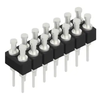 Pin header, 14 pole, pitch 2.54 mm, straight, black, MK 203 14 Z - 1