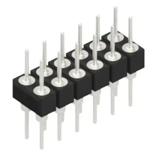 Pin header, 12 pole, pitch 2.54 mm, straight, black, MK 205 12 Z - 1