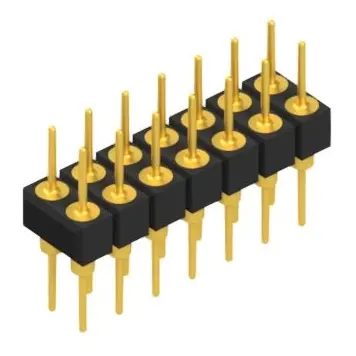 Pin header, 14 pole, pitch 2.54 mm, straight, black, MK 205 14 G - 1