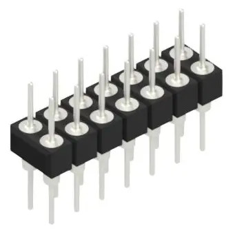 Pin header, 14 pole, pitch 2.54 mm, straight, black, MK 205 14 Z - 1