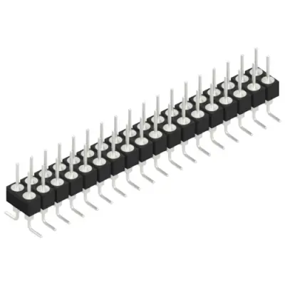Pin header, 36 pole, pitch 2.54 mm, angled, black, MK 226 SMD 36 Z - 1