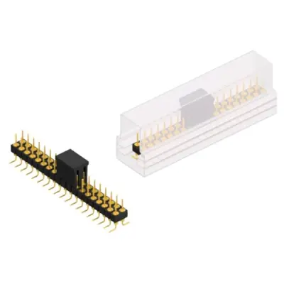 Pin header, 38 pole, pitch 2.54 mm, angled, black, MK 226 SMD 38 G B SM - 1